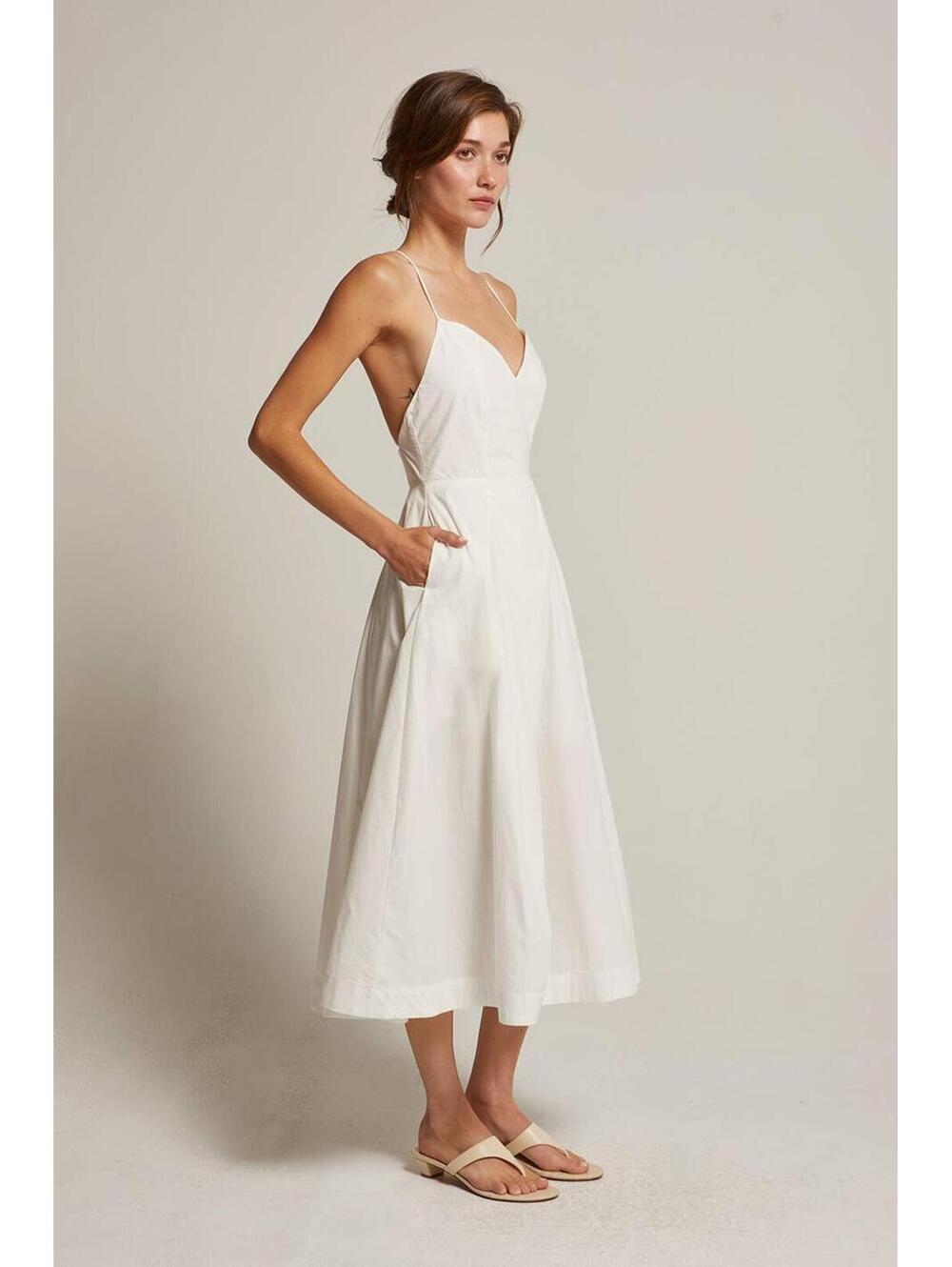 Crescent new  Eunice V-neck Poplin Midi Dress